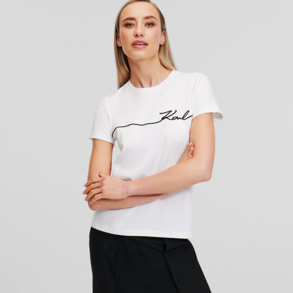 Karl Lagerfeld, T-shirt À Logo Karl Lagerfeld, Femme, Blanc, Taille: XXXL