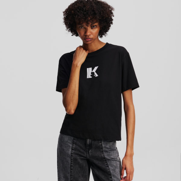 Karl Lagerfeld, T-shirt À Logo K, Femme, Noir, Taille: XXS