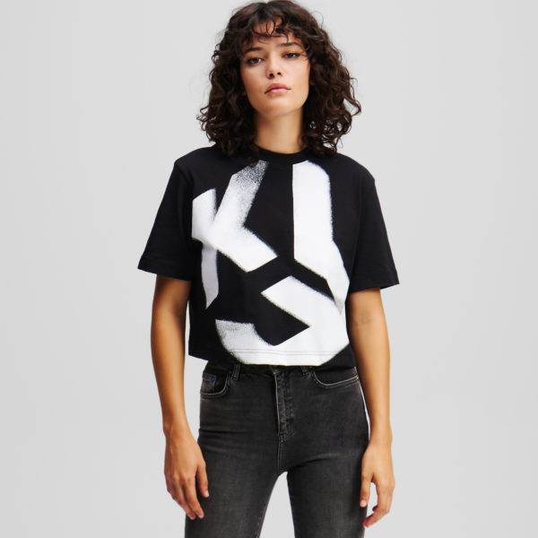 Karl Lagerfeld, T-shirt Effet Délavé Klj Monogram, Femme, Noir, Taille: XXS