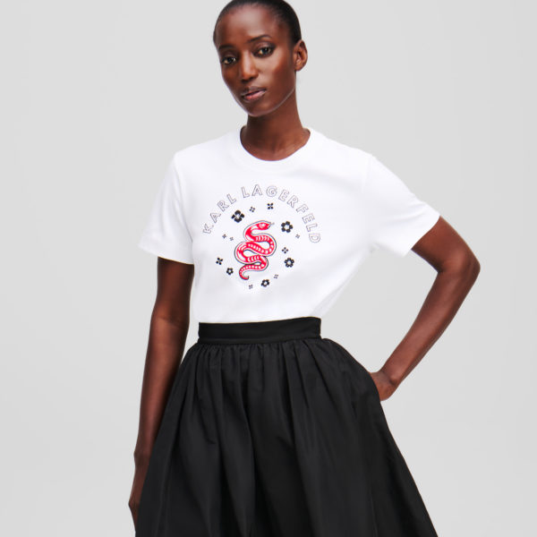 Karl Lagerfeld, T-shirt Nouvel An Lunaire, Femme, Blanc, Taille: XXXL