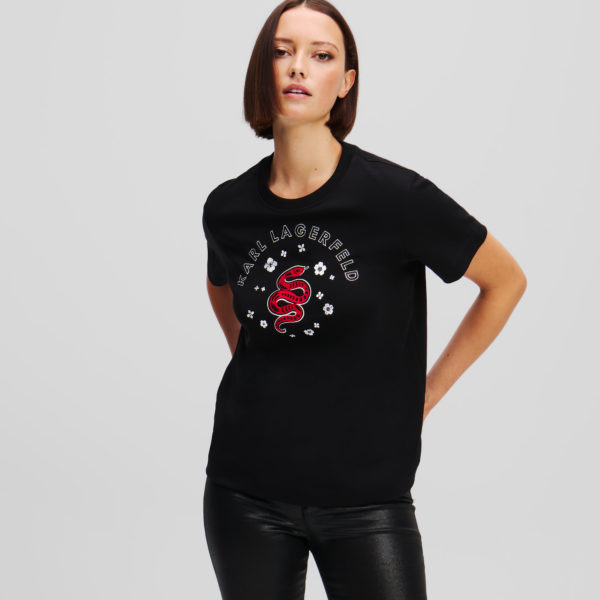 Karl Lagerfeld, T-shirt Nouvel An Lunaire, Femme, Noir, Taille: XXXL