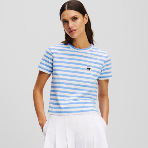 Karl Lagerfeld, T-shirt Boxy À Rayures Ikon, Femme, Rayure ultra-marine-crème, Taille: XXXL