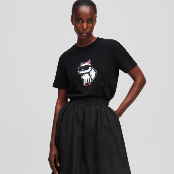 Karl Lagerfeld, T-shirt Ikon Choupette, Femme, Noir, Taille: XXXL