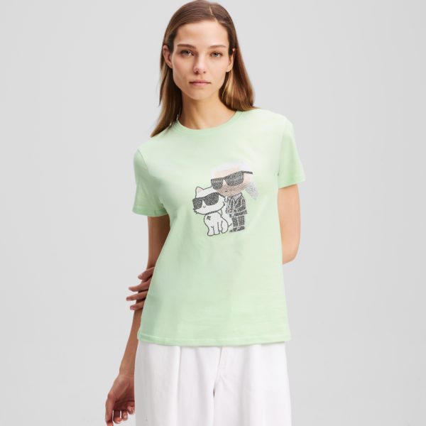 Karl Lagerfeld, T-shirt À Strass Ikon Karl & Choupette, Femme, Vaporisateur, Taille: XXXL