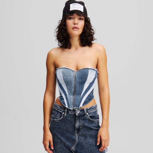 Karl Lagerfeld, Bustier En Denim Klj X Atelier Reservé, Femme, Bleu patchwork, Taille: XXS