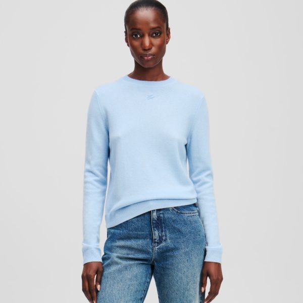 Karl Lagerfeld, Pull En Cachemire, Femme, Bleu Kentucky, Taille: XXXL
