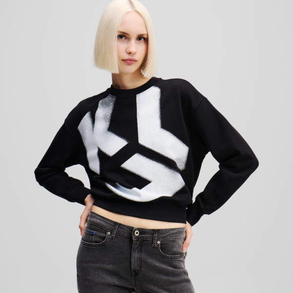 Karl Lagerfeld, Sweat-shirt Effet Délavé Klj Monogram, Femme, Noir, Taille: XXS