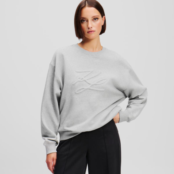 Karl Lagerfeld, Sweat-shirt Karl Autograph, Femme, Gris Chiné Clair, Taille: XXXL