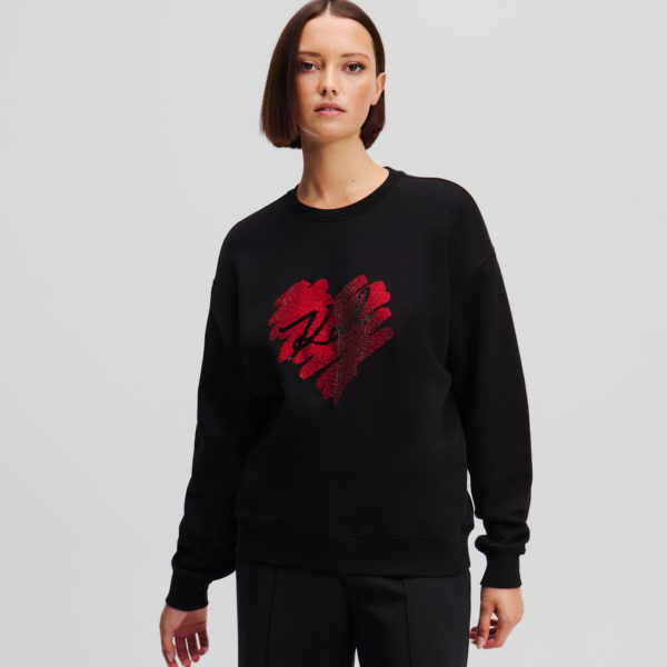 Karl Lagerfeld, Sweat-shirt À Strass K/heart, Femme, Noir, Taille: XXXL