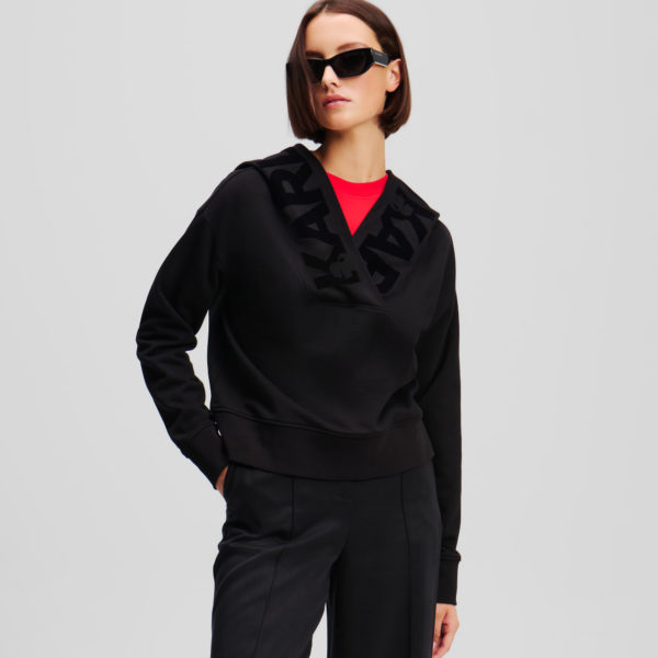 Karl Lagerfeld, Audacieux Sweat À Capuche Avec Logo Karl, Femme, Noir, Taille: XXXL