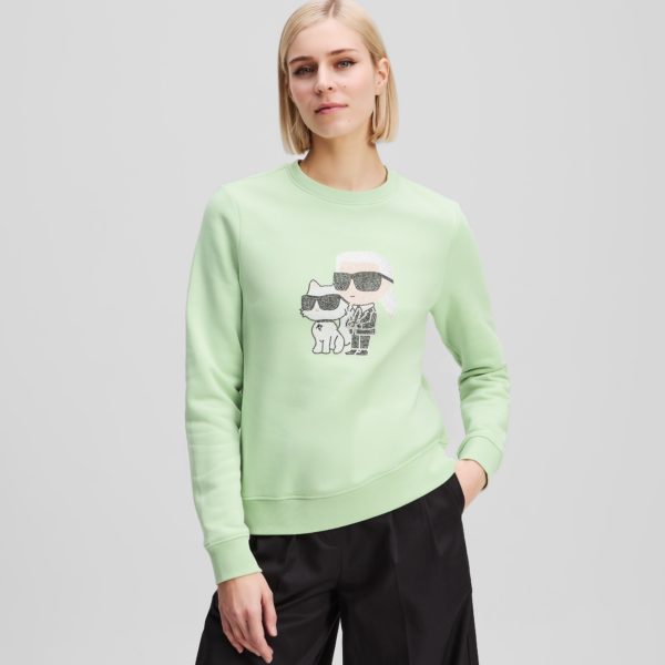 Karl Lagerfeld, Sweat-shirt À Strass Ikon Karl & Choupette, Femme, Vaporisateur, Taille: XXXL