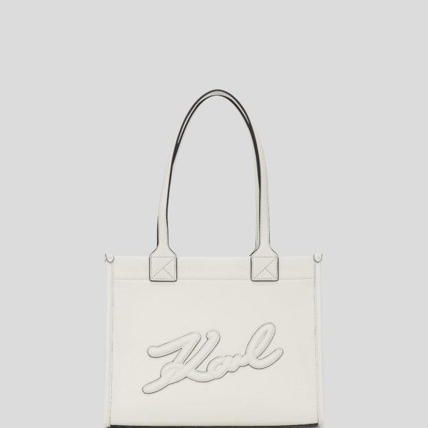 Karl Lagerfeld, Cabas De Taille Moyenne En Cuir Grainé K/skuare, Femme, Blanc Cassé, Taille: X00