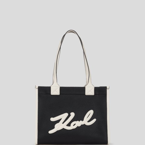Karl Lagerfeld, Cabas De Taille Moyenne En Cuir Grainé K/skuare, Femme, Noir/Blanc, Taille: X00