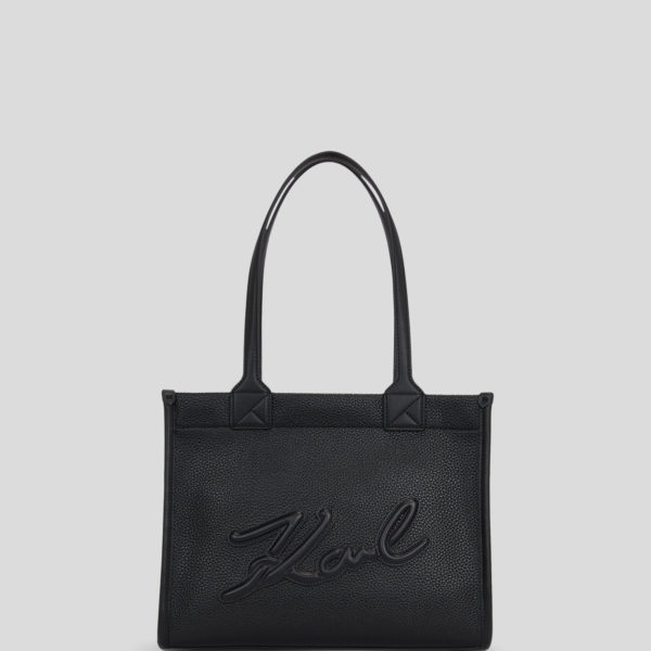 Karl Lagerfeld, Cabas De Taille Moyenne En Cuir Grainé K/skuare, Femme, Noir, Taille: X00