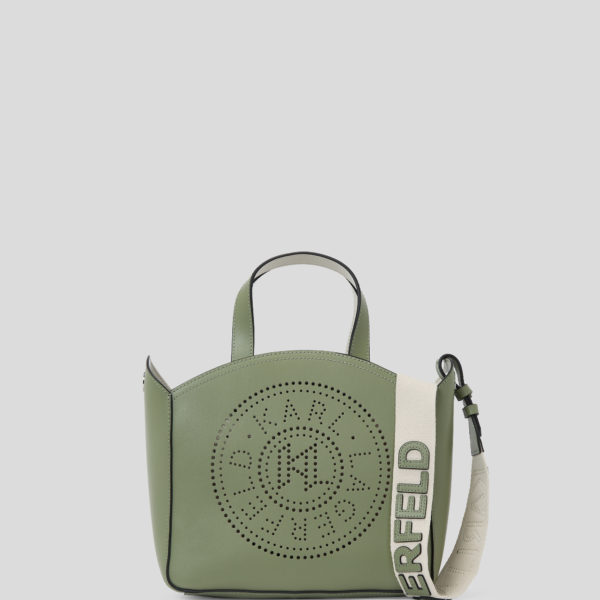 Karl Lagerfeld, Petit Sac Cabas Perforé K/circle, Femme, Vert d’huile, Taille: X00