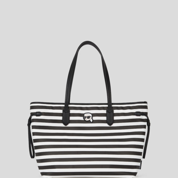 Karl Lagerfeld, Sac Cabas En Nylon Ikon, Femme, Petite rayure Noir-Blanc, Taille: X00