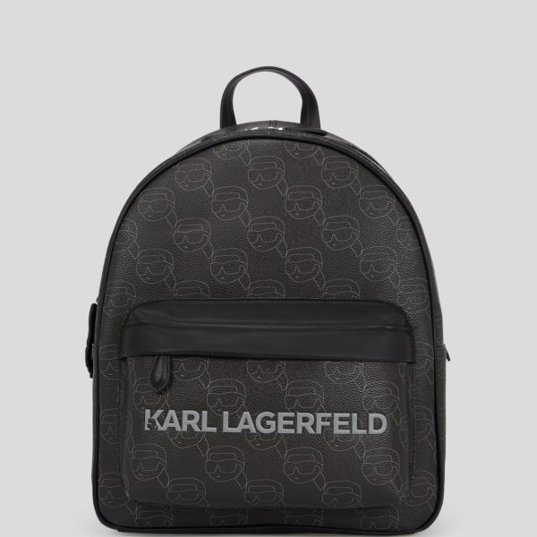 Karl Lagerfeld, Sac À Dos Ikon Monogram, Femme, NFT All Over Pattern Noir, Taille: X00