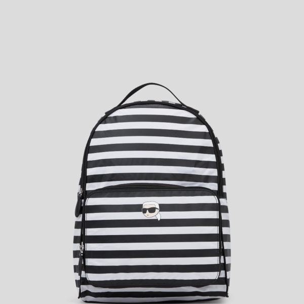 Karl Lagerfeld, Sac À Dos Compressible En Nylon Ikon, Femme, Petite rayure Noir-Blanc, Taille: X00