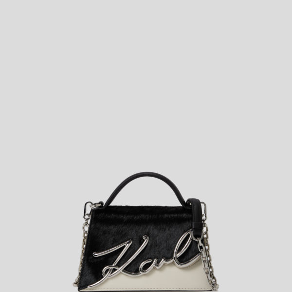 Karl Lagerfeld, Sac Bandoulière Pony K/signature, Femme, Blanc/Noir, Taille: X00