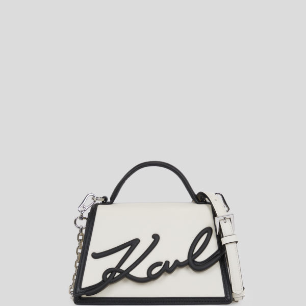 Karl Lagerfeld, Petit Sac Bandoulière K/signature, Femme, Blanc/Noir, Taille: X00