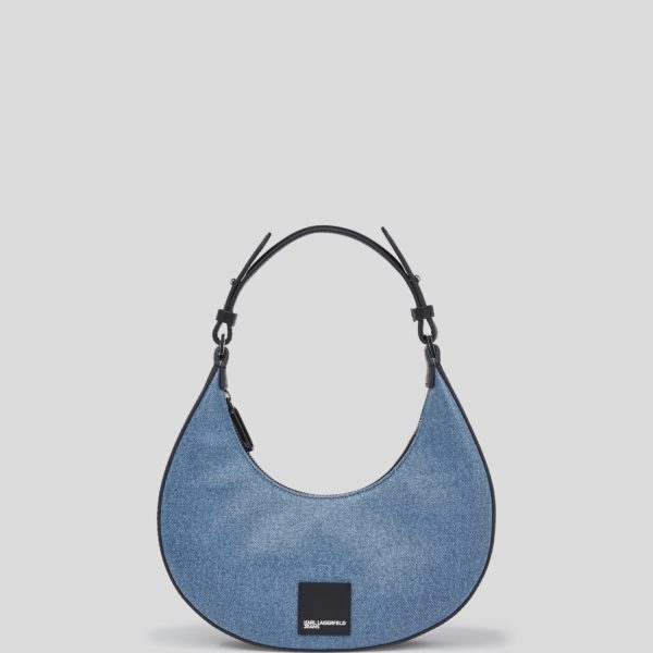 Karl Lagerfeld, Sac Demi-lune Porté Épaule Klj Avec Logo Encadré, Femme, Bleu enduit, Taille: X00