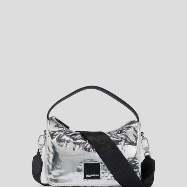 Karl Lagerfeld, Mini Sac Besace Métallisé Avec Logo Encadré Klj, Femme, Argent, Taille: X00