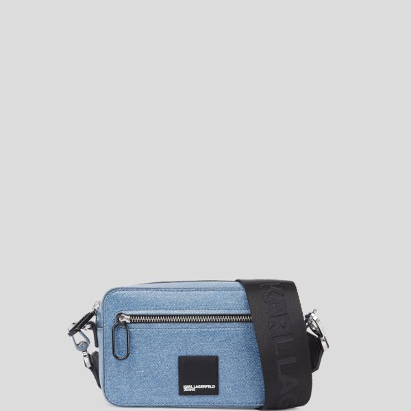 Karl Lagerfeld, Sac Caméra Enduit Avec Logo Klj Encadré, Femme, Bleu enduit, Taille: X00