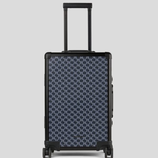 Karl Lagerfeld, Valise À Roulettes Rigide K/voyage, Femme, Monogramme bleu marine, Taille: X00
