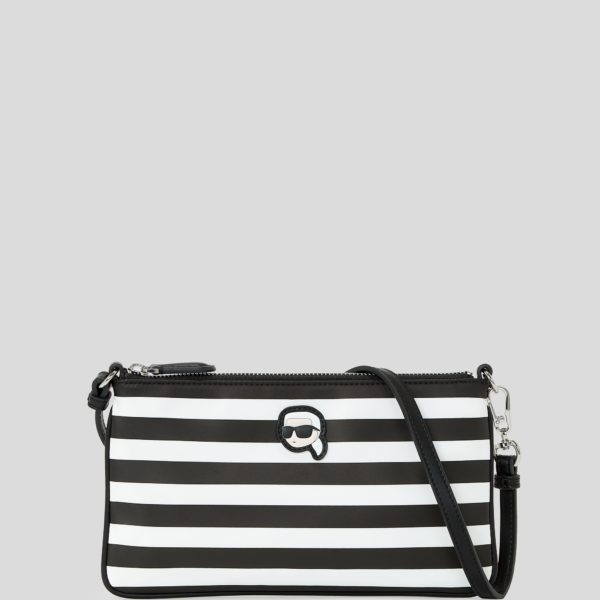Karl Lagerfeld, Pochette Porté Épaule En Nylon Ikon, Femme, Petite rayure Noir-Blanc, Taille: X00