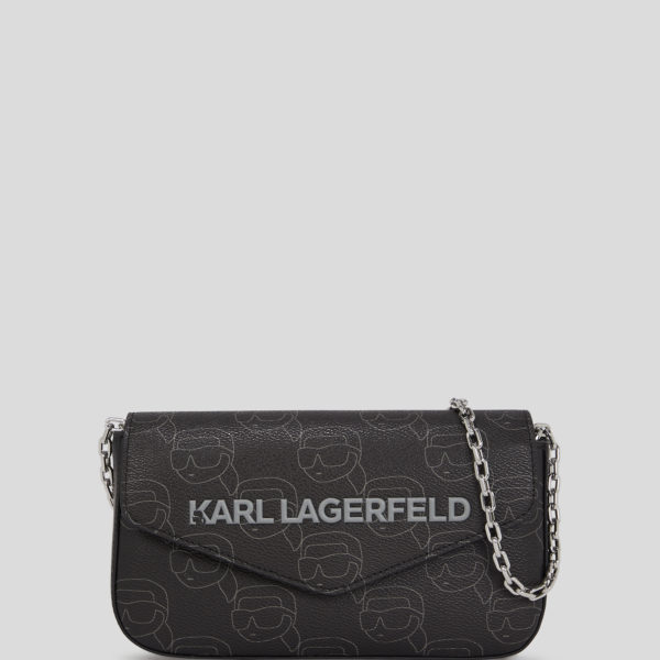 Karl Lagerfeld, Pochette Ikon Monogram, Femme, NFT All Over Pattern Noir, Taille: X00
