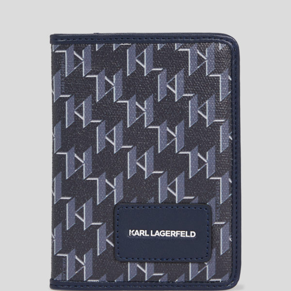 Karl Lagerfeld, Porte-passeport K/voyage, Femme, Monogramme bleu marine, Taille: X00