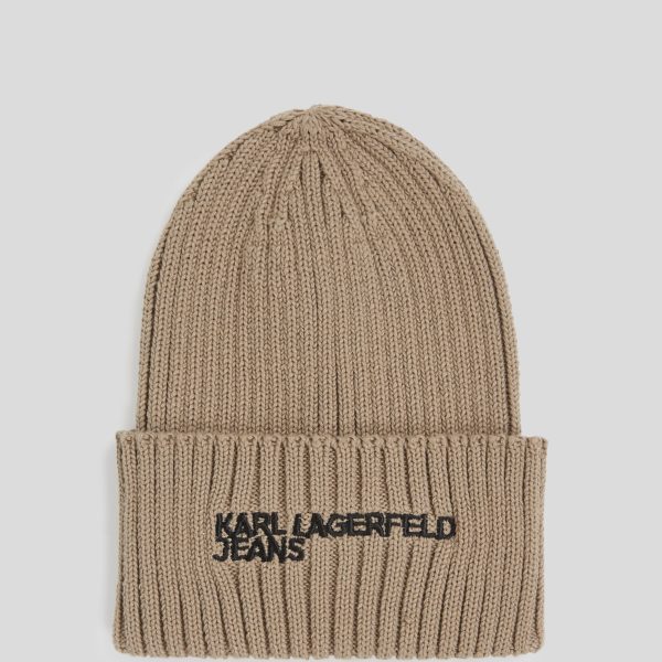 Karl Lagerfeld, Bonnet Côtelé À Logo Klj, Femme, Taupe du désert, Taille: X00