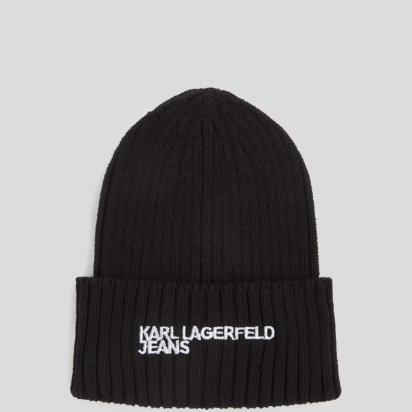 Karl Lagerfeld, Bonnet Côtelé À Logo Klj, Femme, Noir, Taille: X00