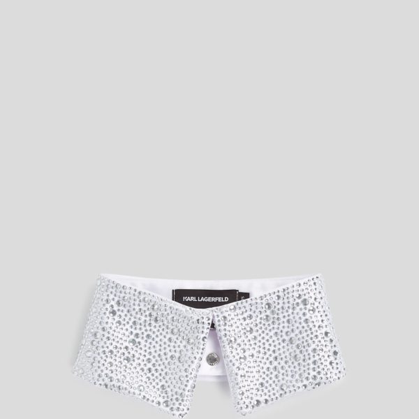 Karl Lagerfeld, Col En Strass Sélectionné Par Hun Kim, Femme, Blanc, Taille: X00
