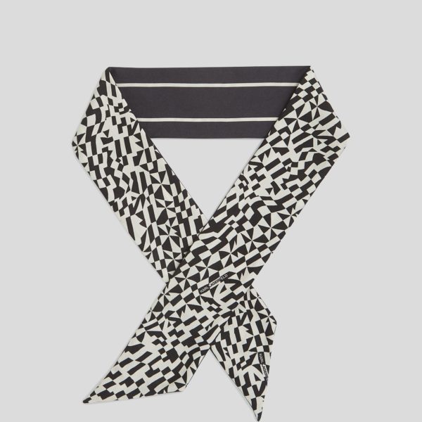 Karl Lagerfeld, Foulard Fin En Soie K/essential, Femme, Blanc/Noir, Taille: X00