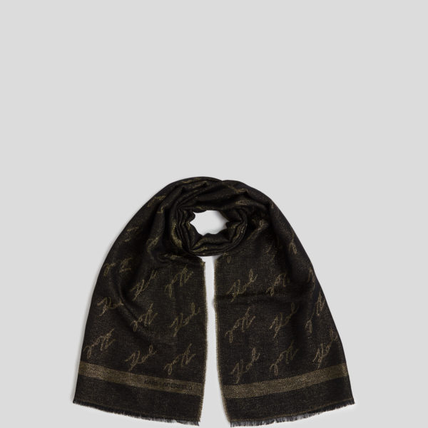 Karl Lagerfeld, Écharpe K/signature, Femme, Noir/Or, Taille: X00