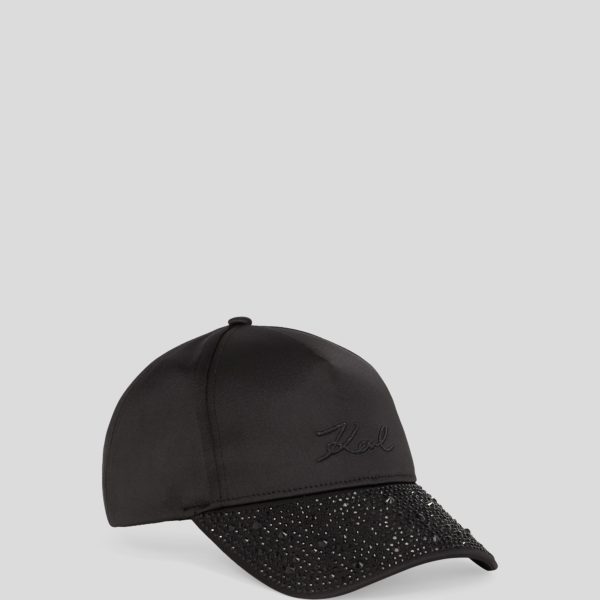 Karl Lagerfeld, Casquette À Strass K/signature, Femme, Embellissement noir, Taille: X00