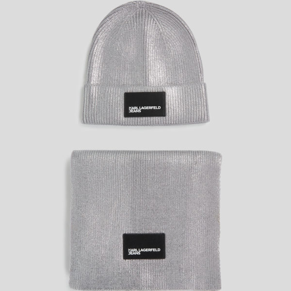 Karl Lagerfeld, Coffret-cadeau Bonnet Et Écharpe Métallisés, Femme, Acier, Taille: X00