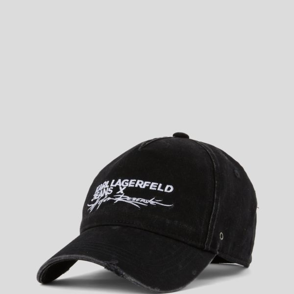 Karl Lagerfeld, Casquette Effet Denim Délavé Klj X Atelier Reservé, Femme, Noir lavé, Taille: X00