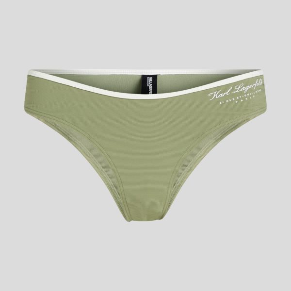 Karl Lagerfeld, Bas De Bikini Taille Haute Hotel Karl, Femme, Vert d’huile, Taille: XXS