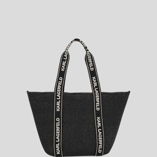 Karl Lagerfeld, Cabas De Plage En Raphia Avec Logo Karl, Femme, Noir, Taille: X00