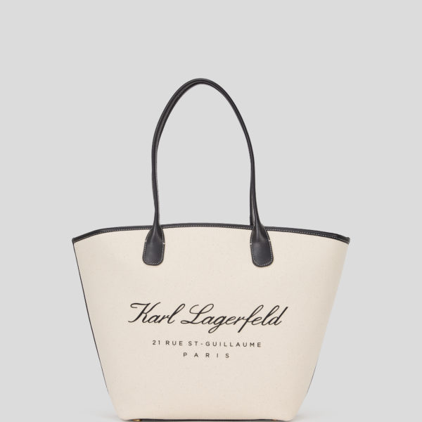 Karl Lagerfeld, Sac Cabas En Toile Hotel Karl De Taille Moyenne, Femme, Naturel/Noir, Taille: X00