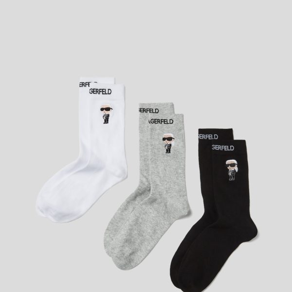 Karl Lagerfeld, Lot De 3 paires De Chaussettes Ikon, Femme, Noir/Blanc/Gris, Taille: X3942