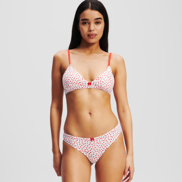 Karl Lagerfeld, Bralette Triangle K/heart, Femme, Motif en forme de cœur sur toute la surface Blanc-Rouge, Taille: XXS