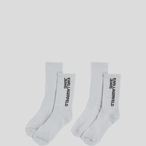 Karl Lagerfeld, Chaussettes Métallisées – Lot De 2 Paires, Femme, Acier, Taille: X00