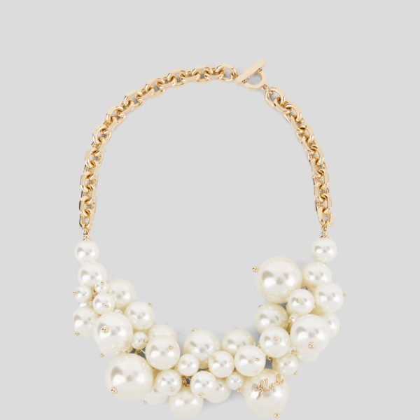 Karl Lagerfeld, Collier Ras Du Cou En Perles K/signature, Femme, Or, Taille: X00