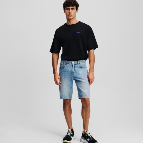 Karl Lagerfeld, Short En Jean Délavé, Homme, Bleu moyen Denim Wash, Taille: X36