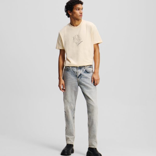 Karl Lagerfeld, Jean Fuselé Délavé À L'acide, Homme, Acid Light Blue, Taille: L3634