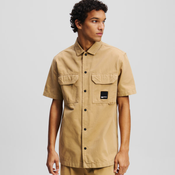 Karl Lagerfeld, Chemise À Boutons À Manches Courtes, Homme, Bleu maïs, Taille: XXXL