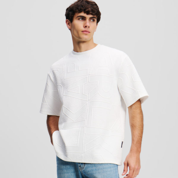 Karl Lagerfeld, T-shirt Avec Logo Karl, Homme, Crème Cannoli, Taille: XXXL